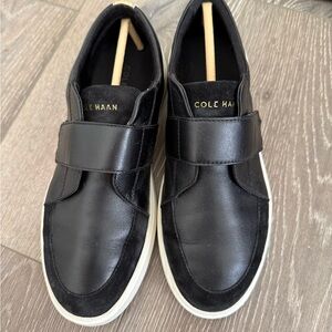 Cole Haan Women’s Black Leather Slip-On Sneakers